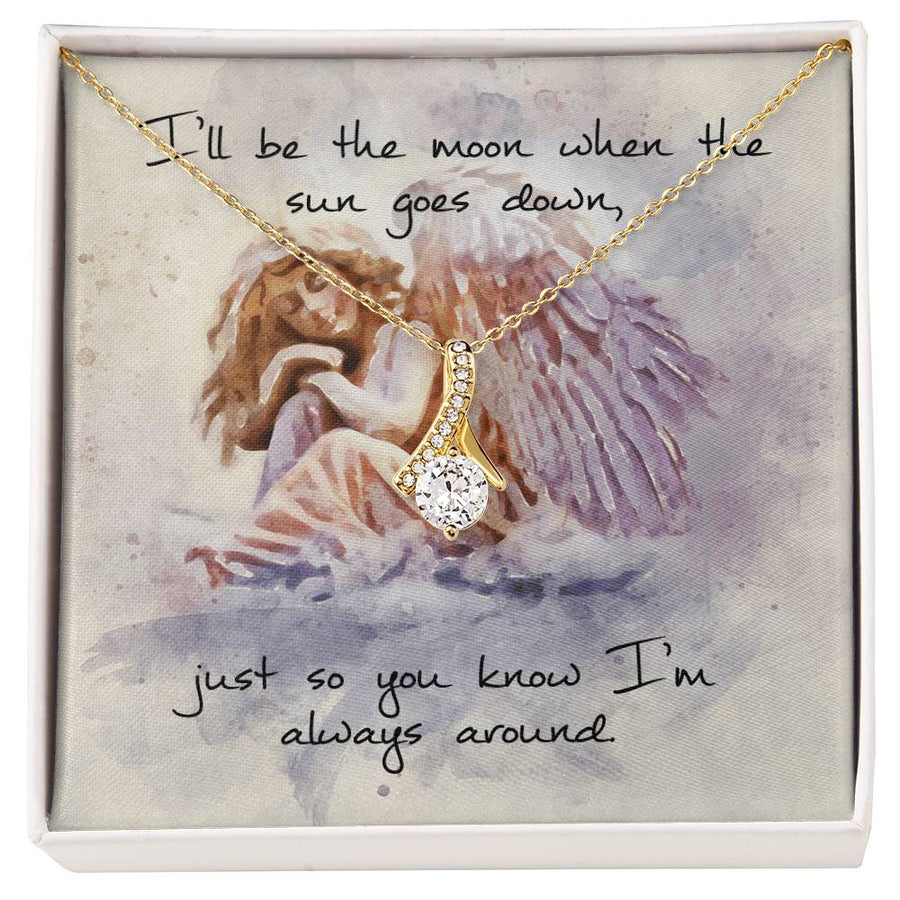 Guardian Angel Always Around Beautiful Her 18K Yellow Gold Finish Alluring Beauty Necklace Jewelry Comforting Gift for Loved Woman Special Occasion