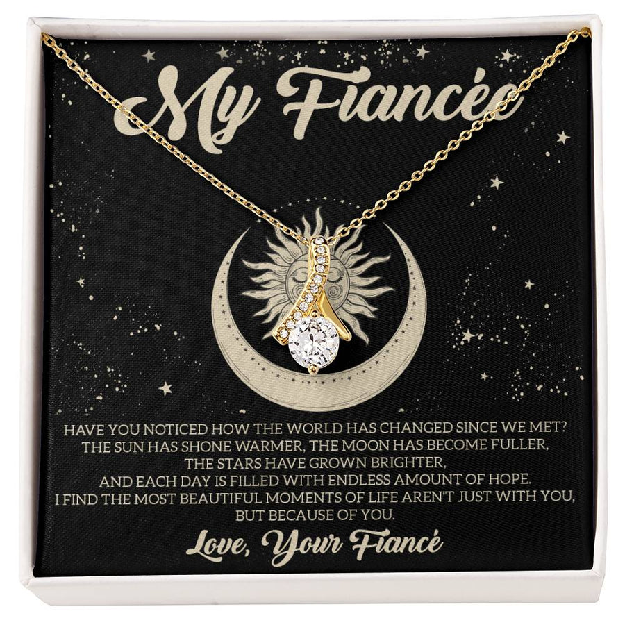 Most Beautiful Moments With You 14K White Gold Finish Alluring Beauty Necklace Jewelry Unique Gift for Amazing Fiancée Anniversary