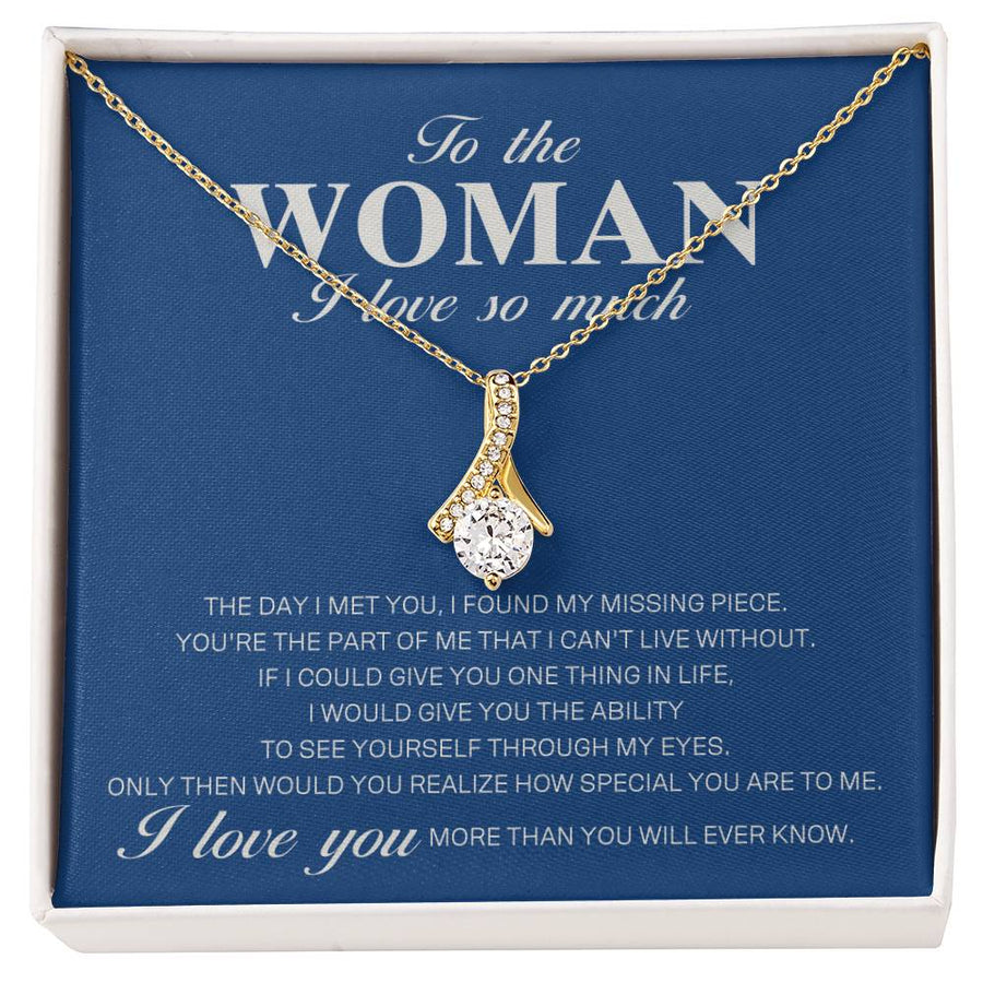 Woman Love So Much Found Missing Piece 18K Yellow Gold Finish Alluring Beauty Necklace Jewelry Beautiful Gift for Beautiful Woman Anniversary