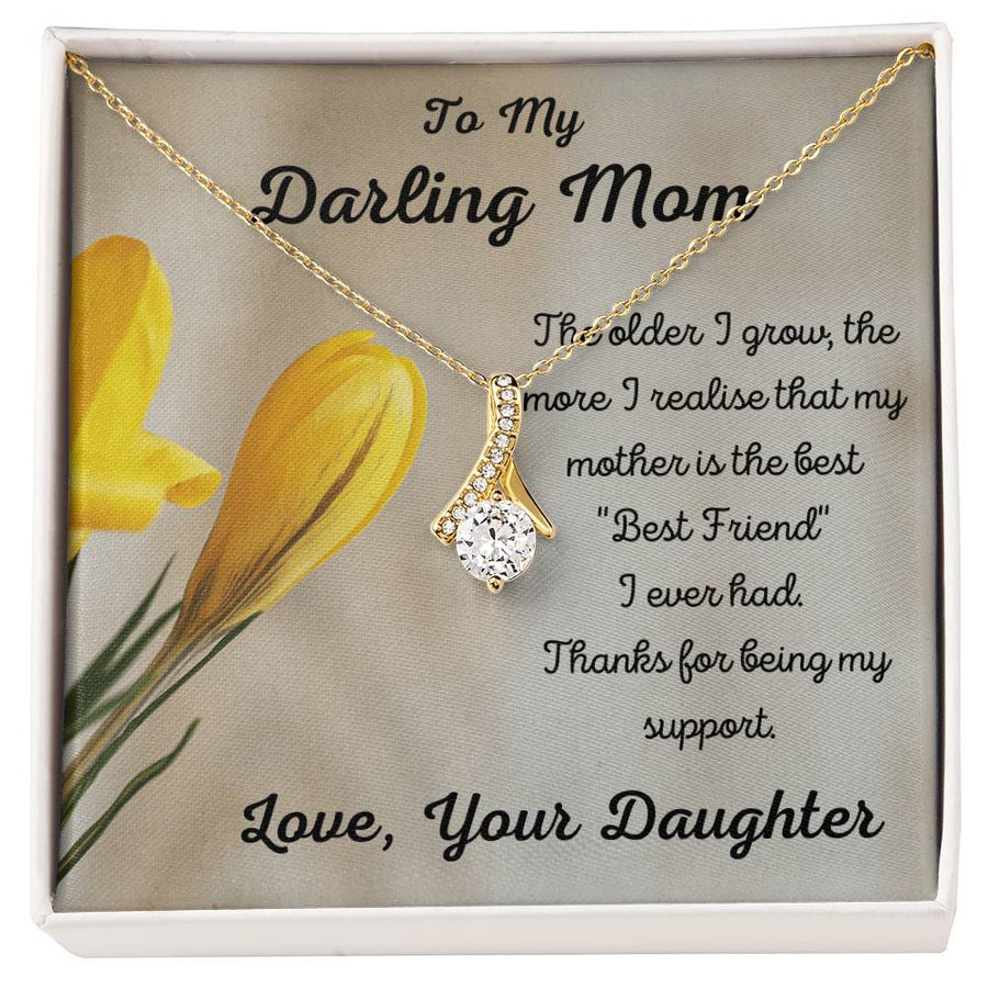 Darling Mom Lifelong Friendship Necklace 14K White Gold Finish Alluring Beauty Necklace Jewelry Emotional Gift for Radiant Mother Birthday