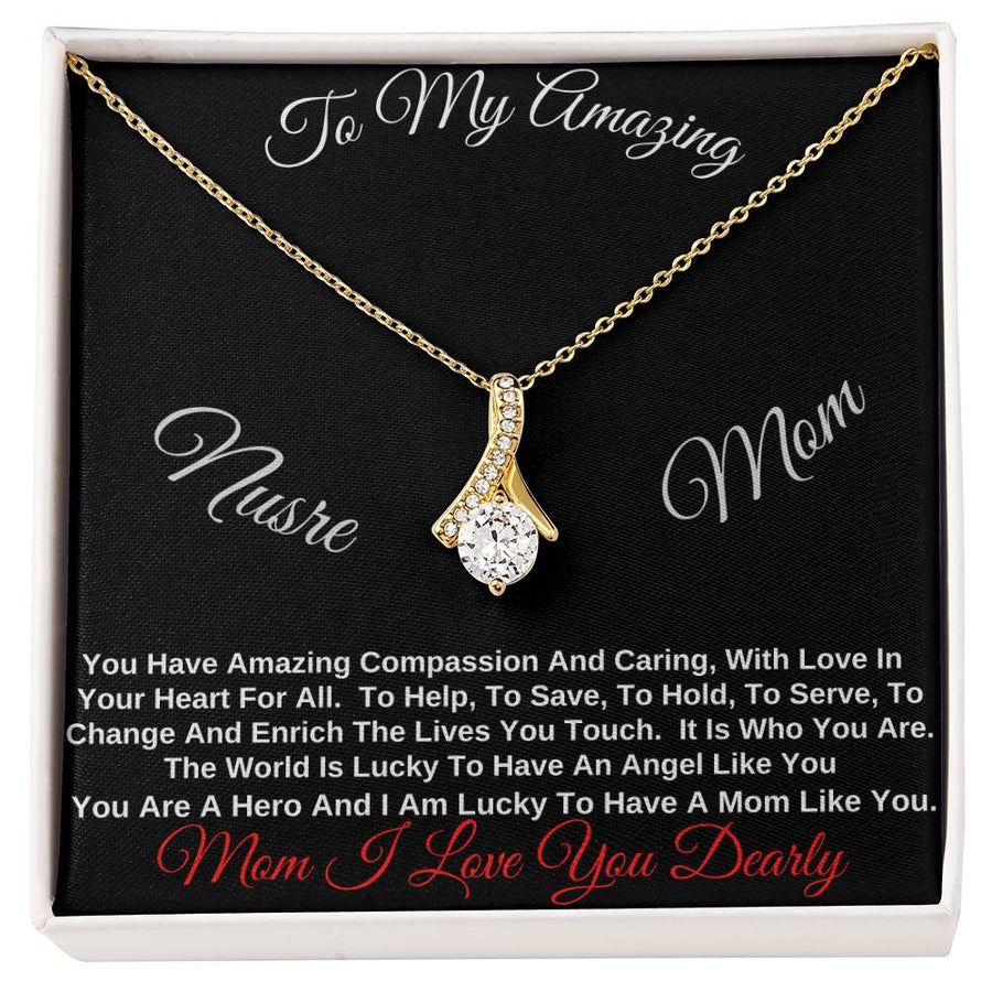 Caring Hero Nurse Mom Necklace 18K Yellow Gold Finish Alluring Beauty Jewelry Heartfelt Tribute Gift for Amazing Mother