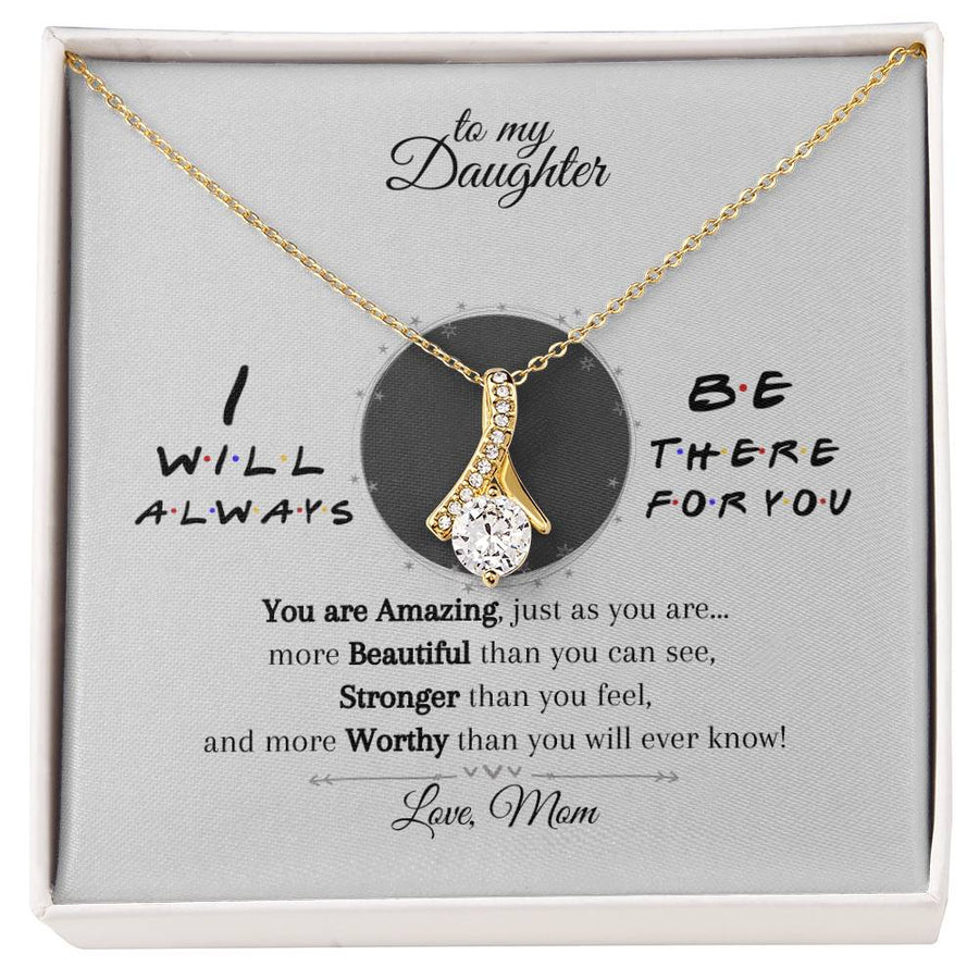 Amazing Beautiful Strong Worthy 14K White Gold Finish Alluring Beauty Necklace Jewelry Empowering Gift for Daughter Birthday