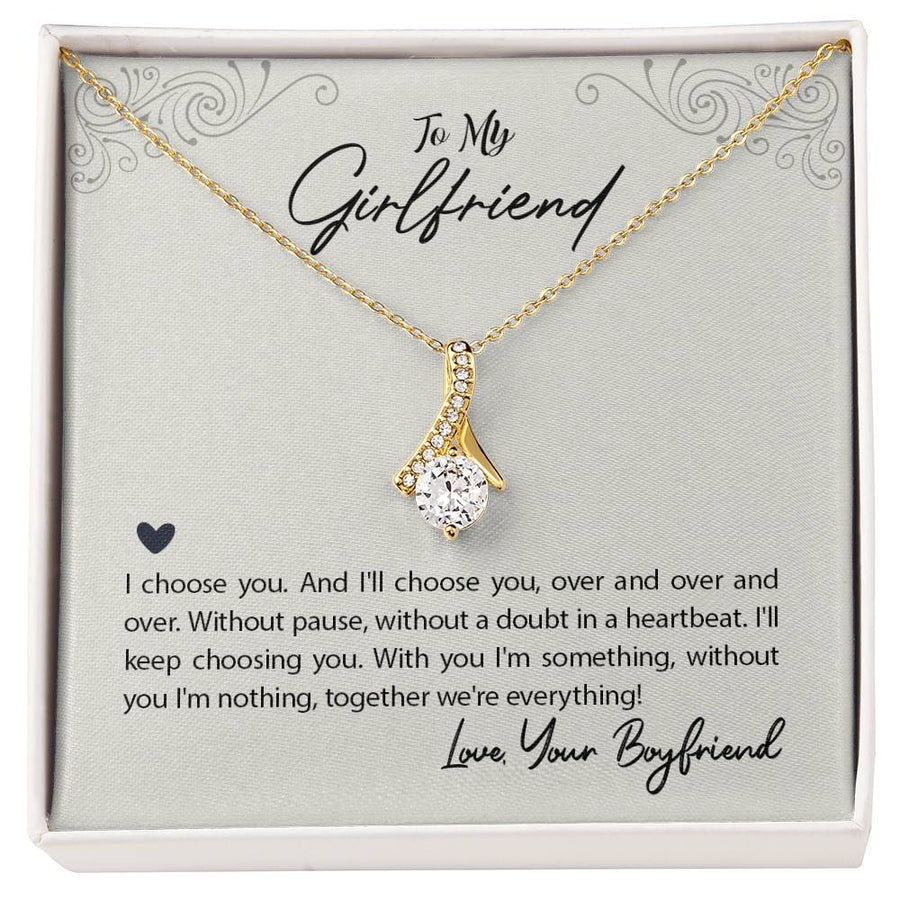 I’ll Choose You Again Beautiful Girlfriend 18K Yellow Gold Finish Alluring Beauty Necklace Jewelry Romantic Gift from Loving Boyfriend Anniversary