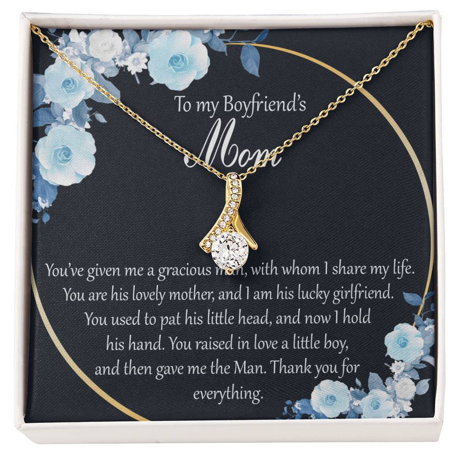 You’ve Given Me A Gracious Man 18K Yellow Gold Finish Alluring Beauty Necklace Jewelry Heartfelt Gift for Boyfriend’s Mom from Girlfriend