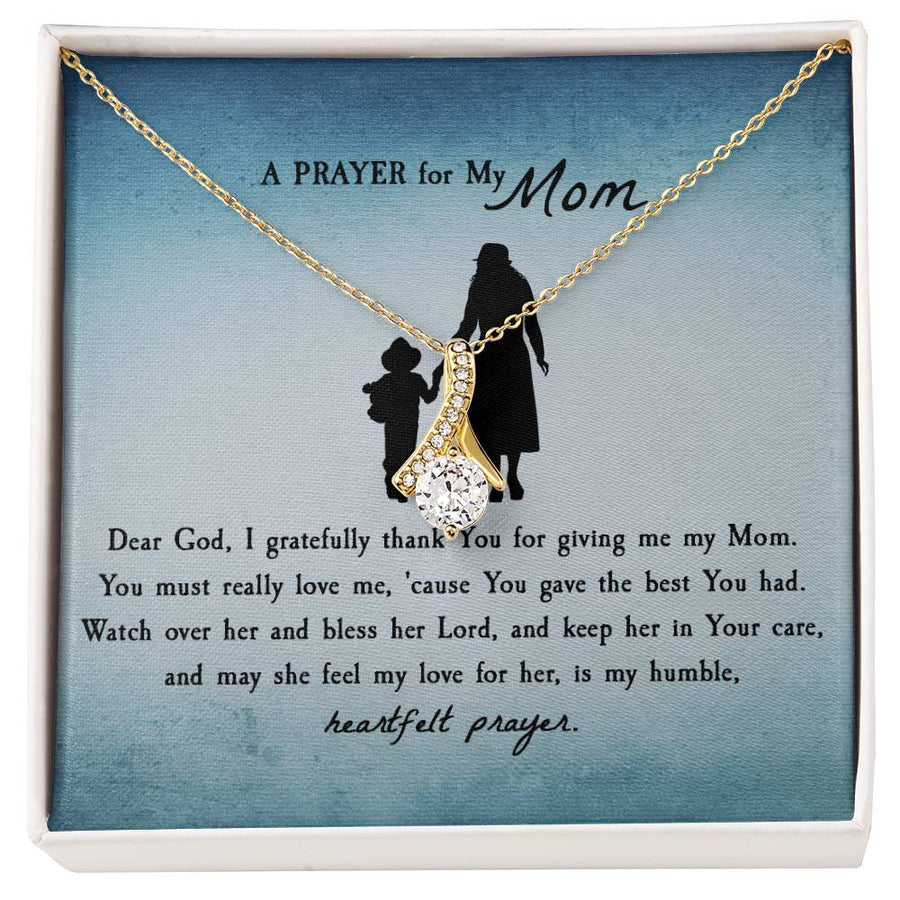Heartfelt Prayer for Loving Mom 18K Yellow Gold Finish Alluring Beauty Necklace Jewelry Beautiful Gift for Radiant Mother Appreciation