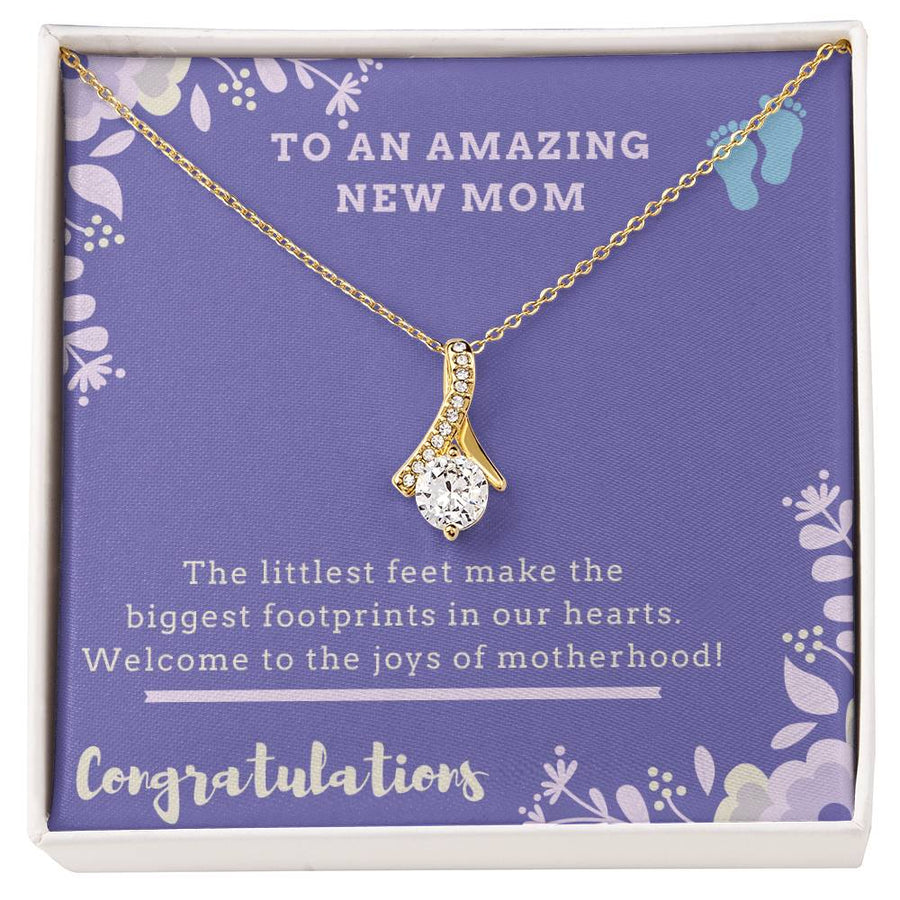 Joys of Motherhood Radiant New Mom 14K White Gold Finish Alluring Beauty Necklace Jewelry Beautiful Gift for New Mom Baby Birth