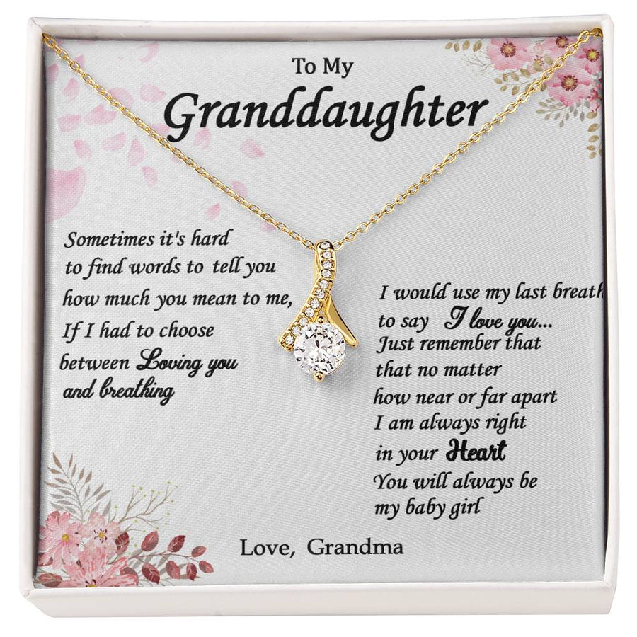 I Would Use My Last Breath To Say I Love You 14K White Gold Finish Alluring Beauty Necklace Jewelry Loving Gift for Granddaughter Birthday