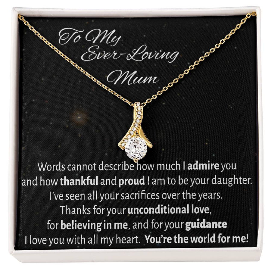 Unconditional Love Guidance Mum 14K White Gold Finish Alluring Beauty Necklace Jewelry Stunning Gift for Loving Mom Birthday