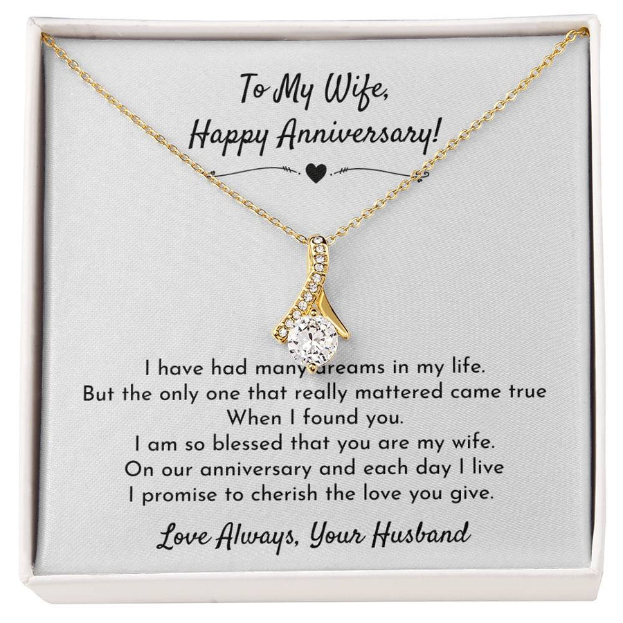 Dreams Came True When I Found You 18K Yellow Gold Finish Alluring Beauty Necklace Jewelry Beautiful Anniversary Gift for Wife