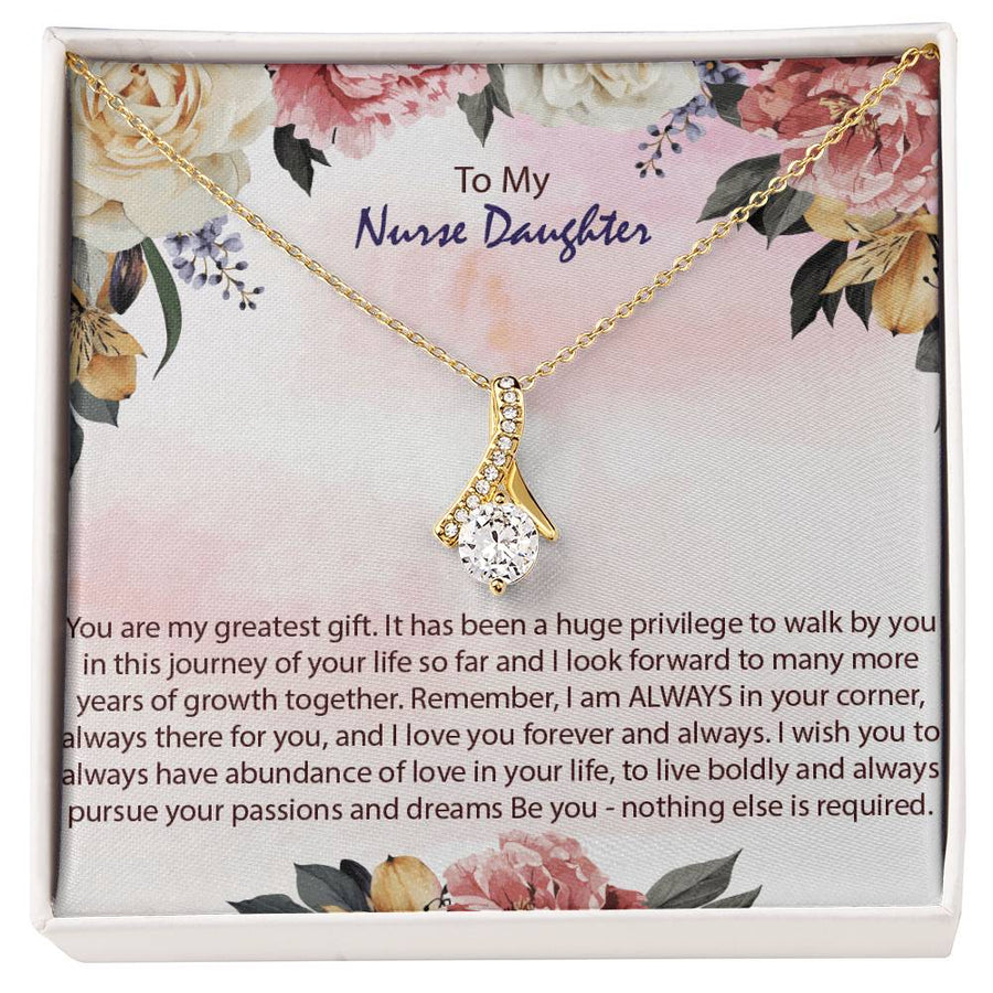 Greatest Gift Nurse Daughter Watercolor Necklace 18K Yellow Gold Finish Alluring Beauty Jewelry Heartfelt Present from Proud Parent