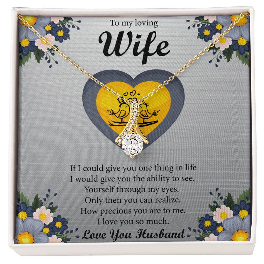 Love You So Much My Wife 18K Yellow Gold Finish Alluring Beauty Necklace Jewelry Romantic Gift for Loving Wife Special Day