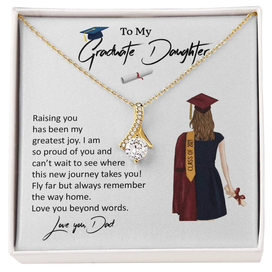 Remember the Way Home Graduate Daughter 18K Yellow Gold Finish Alluring Beauty Necklace Jewelry Cherished Present from Devoted Dad Graduation