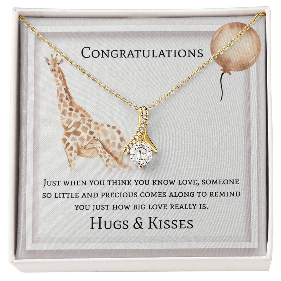 Big Love Little Blessing Hugs 18K Yellow Gold Finish Alluring Beauty Necklace Jewelry Precious Gift for New Baby Arrival Celebration