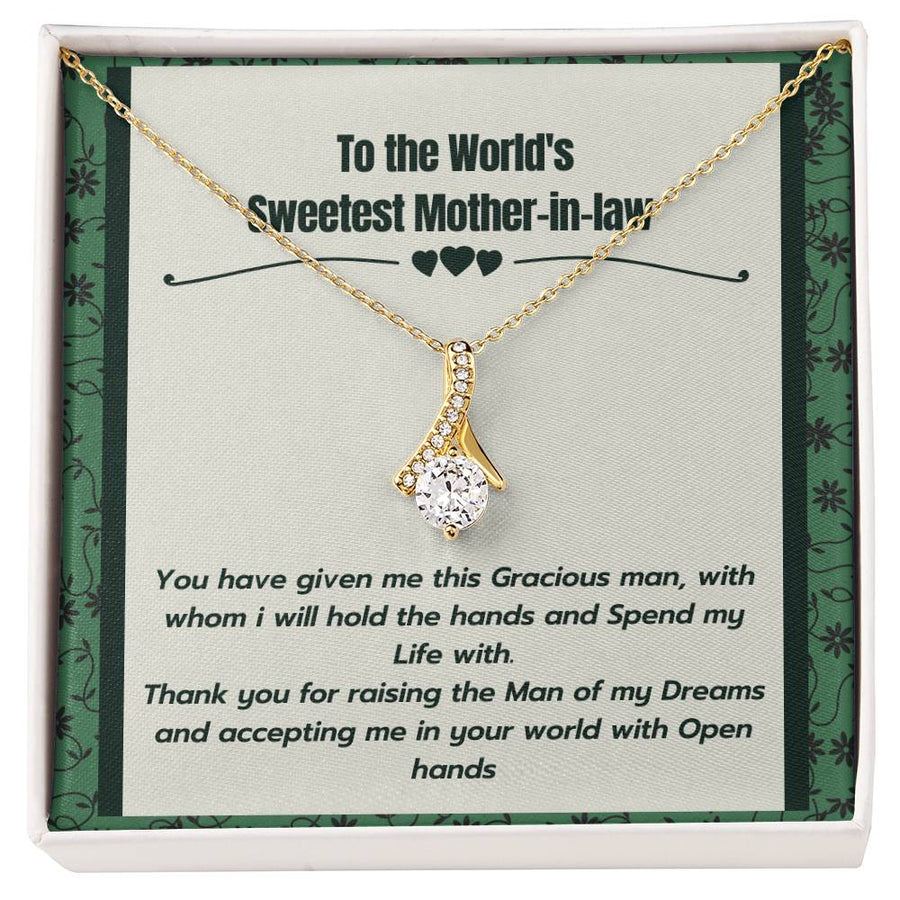 Accepting Me With Open Hands 14K White Gold Finish Alluring Beauty Necklace Jewelry Special Gift for Wonderful Mother-in-law from Daughter-in-law