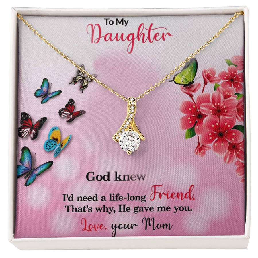 Lifelong Butterfly Friend Mom’s Blessing 18K Yellow Gold Finish Alluring Beauty Necklace Jewelry Beautiful Gift for Precious Daughter Birthday