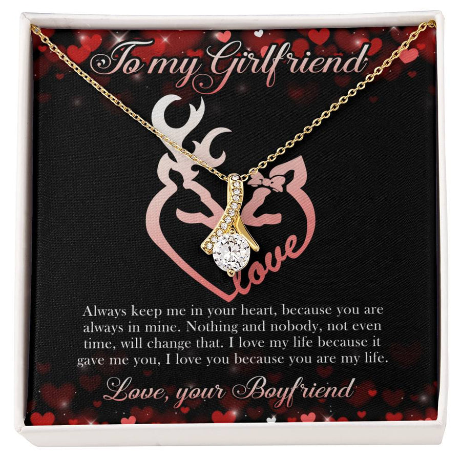 Hunting Girlfriend Always Keep Heart Always Mine 18K Yellow Gold Finish Alluring Beauty Necklace Jewelry Perfect Gift for Hunting Girlfriend Anniversary
