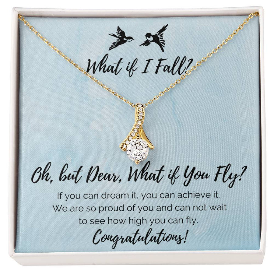 Dream High Never Fall Flight 18K Yellow Gold Finish Alluring Beauty Necklace Jewelry Inspiring Gift for Graduate Achievement