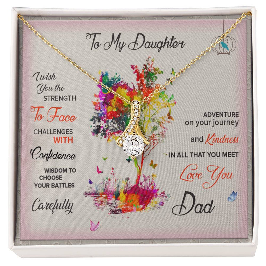 Strength and Confidence Beautiful Daughter 18K Yellow Gold Finish Alluring Beauty Necklace Jewelry Empowering Gift from Dad for Adventurous Girl Birthday