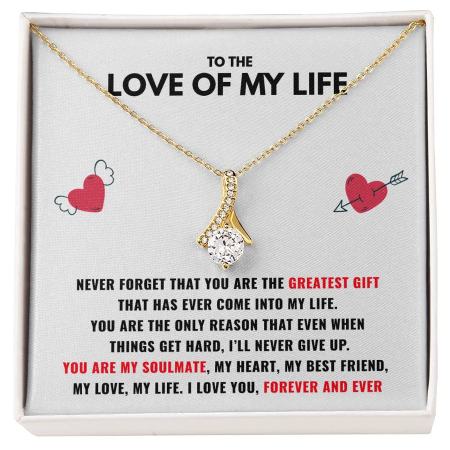 Love My Life Greatest Gift Come Into 18K Yellow Gold Finish Alluring Beauty Necklace Jewelry Beautiful Gift for Beautiful Woman Anniversary