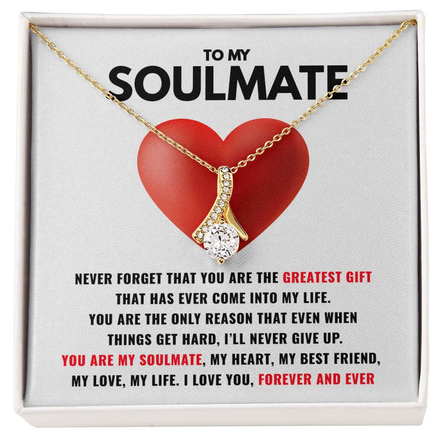 Soulmate Greatest Gift Come Into My Life 18K Yellow Gold Finish Alluring Beauty Necklace Jewelry Beautiful Gift for Beautiful Woman Anniversary