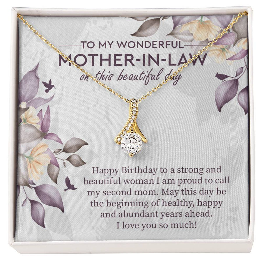 Beautiful Day Watercolor Joyful Wishes 18K Yellow Gold Finish Alluring Beauty Necklace Jewelry Elegant Gift for Strong Mother-in-law Birthday