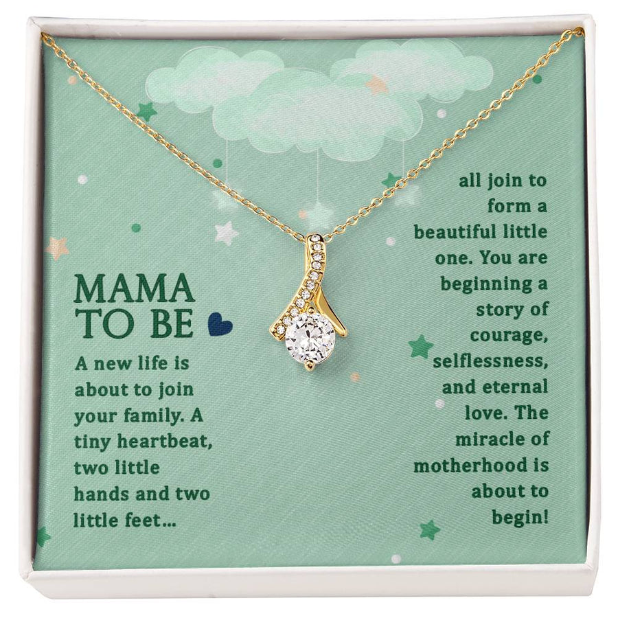 A New Life Is About To Join Your Family 18K Yellow Gold Finish Alluring Beauty Necklace Jewelry Perfect Baby Shower Gift for Mama To Be