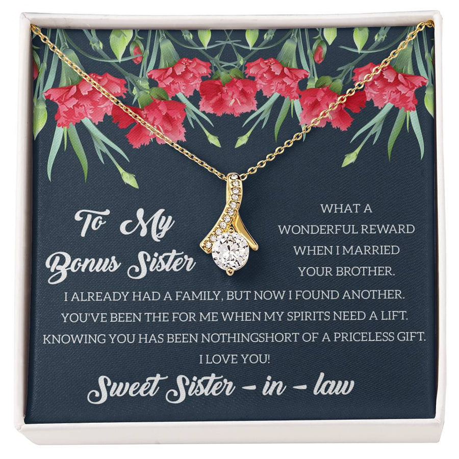 Spirit Lift Reward Carnation Sister-in-law Necklace 14K White Gold Finish Alluring Beauty Necklace Jewelry Emotional Gift for Amazing Sister Wedding Day