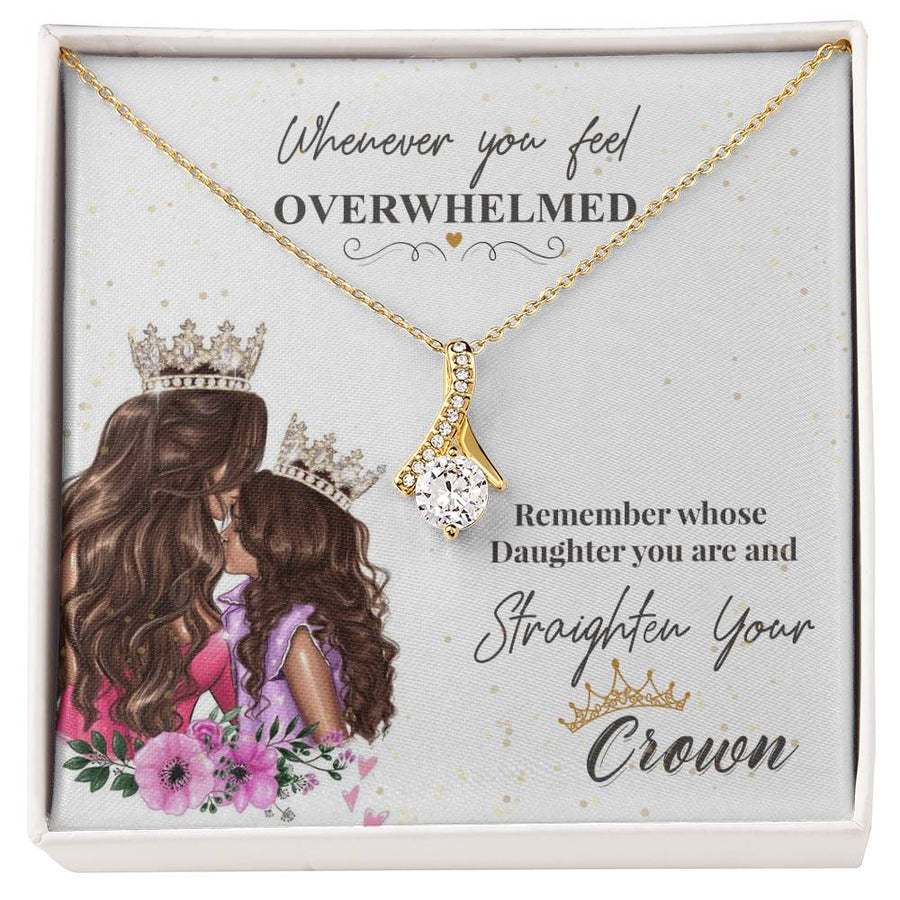 Straighten Your Crown Beautiful Daughter Gift 18K Yellow Gold Finish Alluring Beauty Necklace Jewelry Empowering Present for Supported Girl