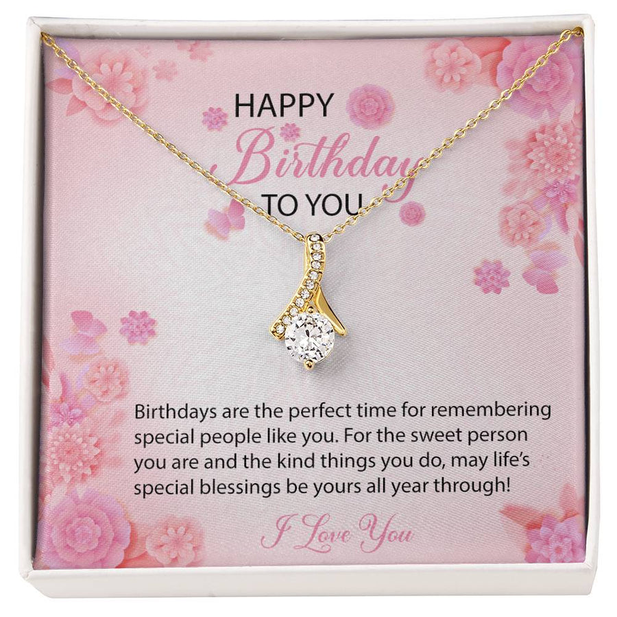 Sweet Person Kind Things Birthday 14K White Gold Finish Alluring Beauty Necklace Jewelry Perfect Gift for Birthday Girl