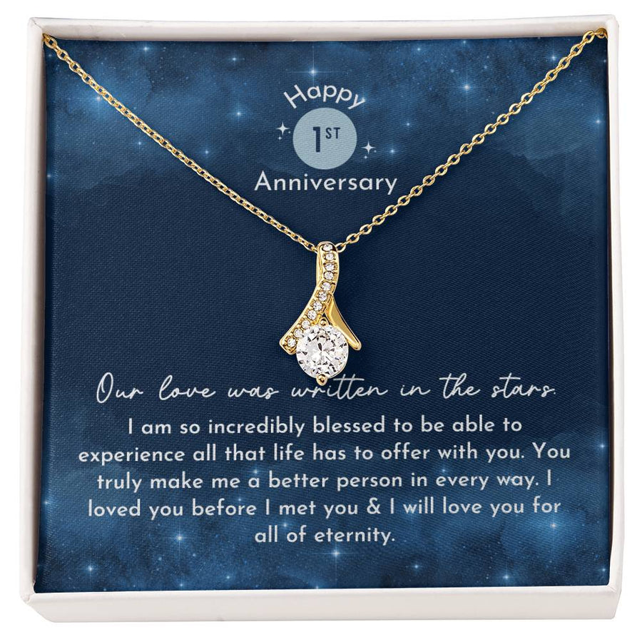 Written In The Stars Beautiful Wife 1st Anniversary 18K Yellow Gold Finish Alluring Beauty Necklace Jewelry Romantic Gift for Soulmate Wife from Husband