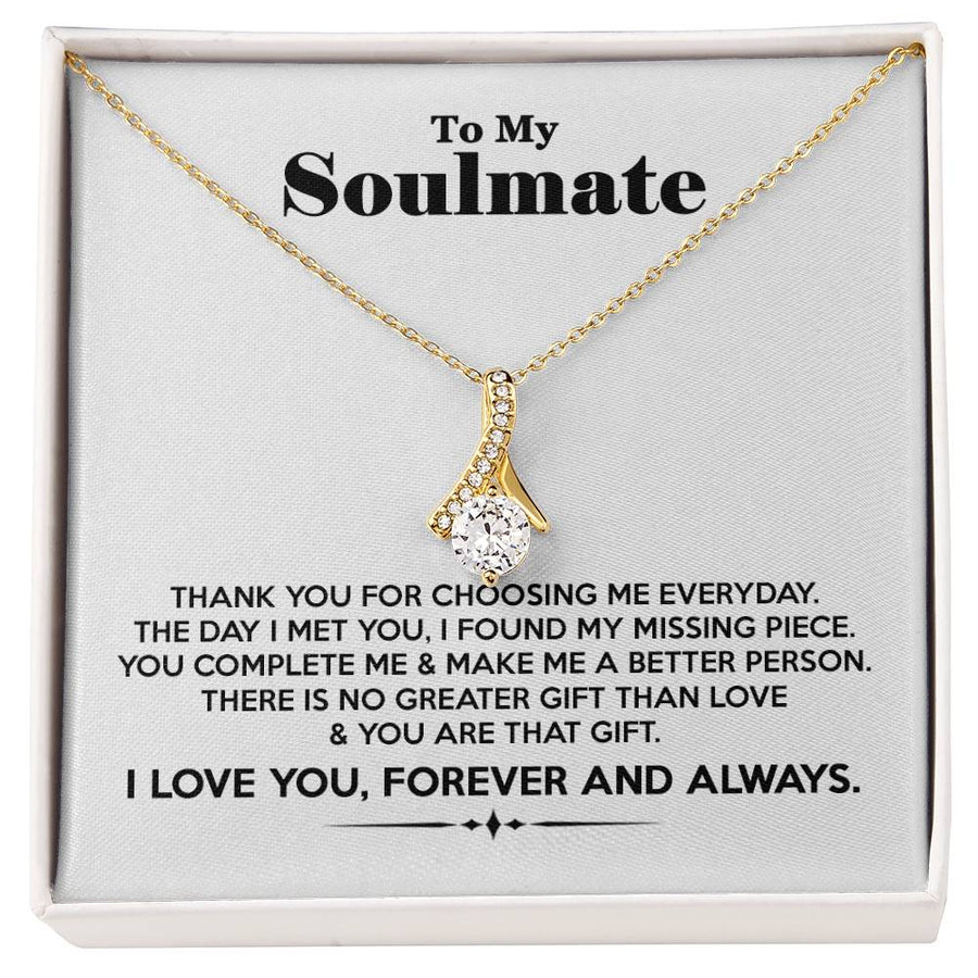 Soulmate Thank You Choosing Me Everyday Missing 18K Yellow Gold Finish Alluring Beauty Necklace Jewelry Perfect Gift for Beautiful Woman Anniversary