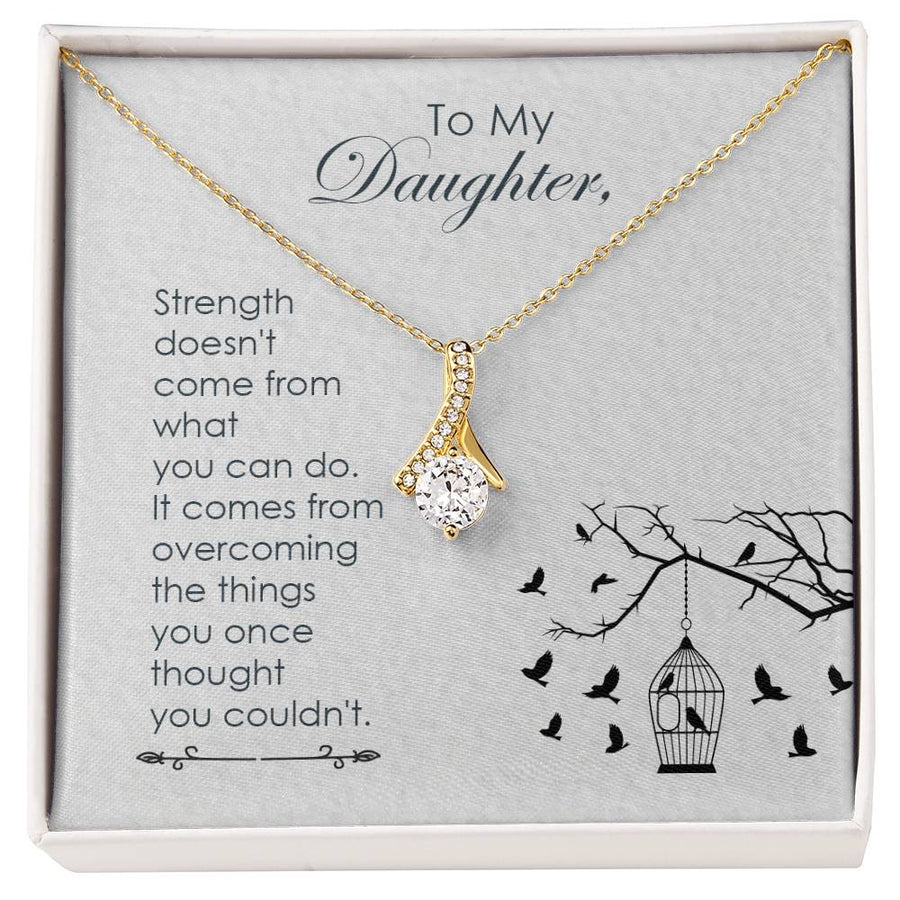 Strength Overcome Loving Daughter 18K Yellow Gold Finish Alluring Beauty Necklace Jewelry Empowering Gift for Daughter Graduation