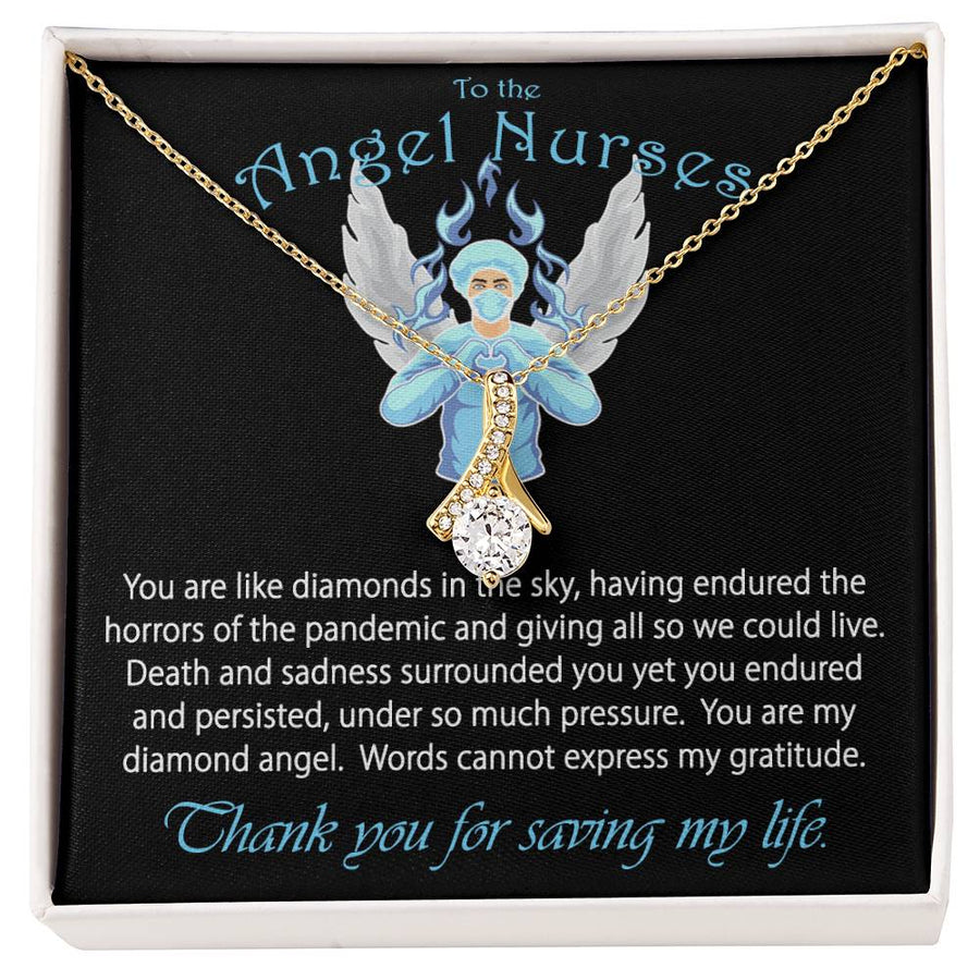 Thank You For Saving My Life 14K White Gold Finish Alluring Beauty Necklace Jewelry Beautiful Gift for Nurse Healthcare Hero