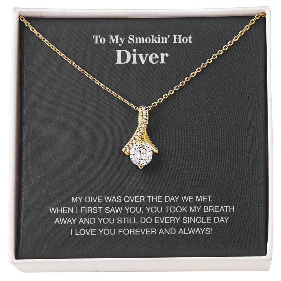 Smokin Hot Diver My Dive Was Over 18K Yellow Gold Finish Alluring Beauty Necklace Jewelry Perfect Gift for Diving Wife Anniversary