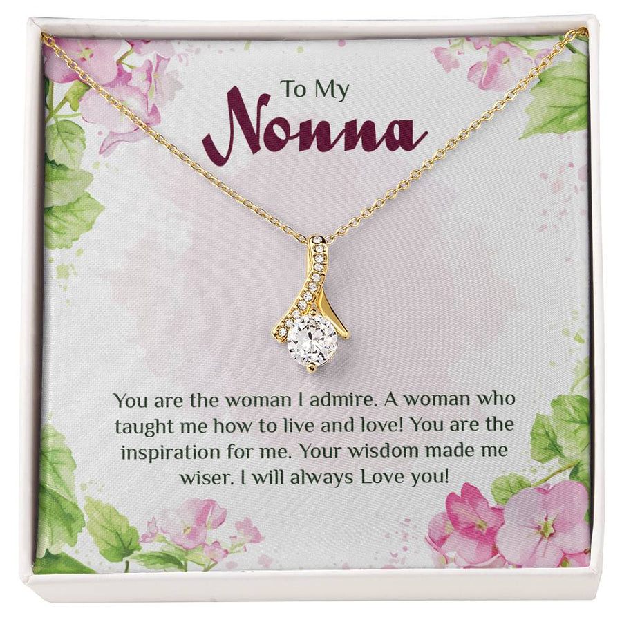 Inspiration & Wisdom To My Nonna Necklace 18K Yellow Gold Finish Alluring Beauty Jewelry Floral Watercolor Card Heartfelt Gift