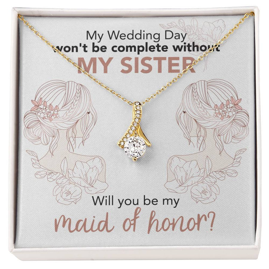 Flowered Sisters Forever 14K White Gold Finish Alluring Beauty Necklace Jewelry Elegant Keepsake Bridal Party Announcement