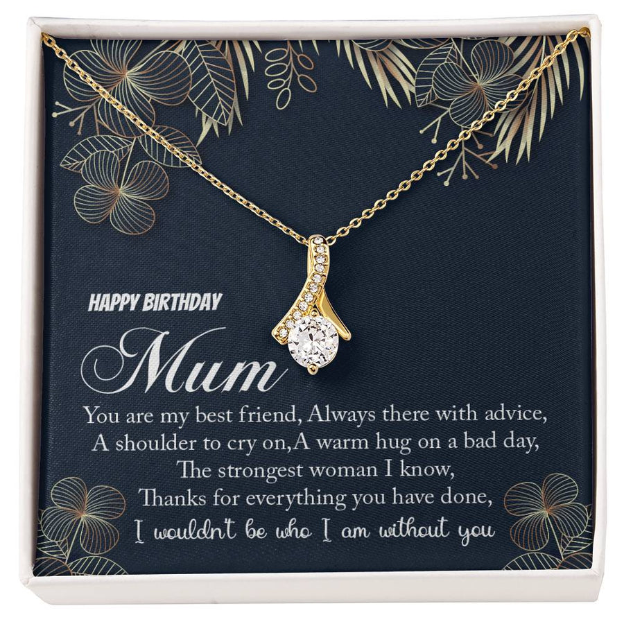Strongest Woman Best Friend Mum 18K Yellow Gold Finish Alluring Beauty Necklace Jewelry Heartfelt Gift for Elegant Mum Birthday