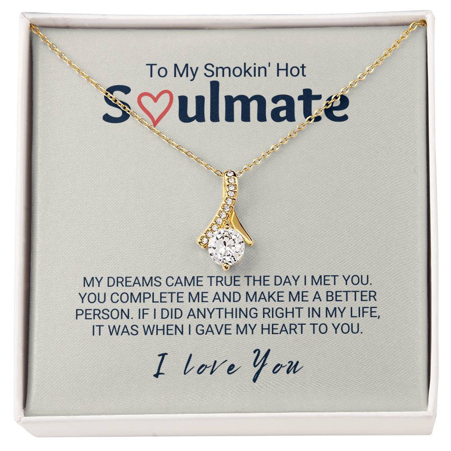 Smokin Hot Soulmate Dreams Came True 18K Yellow Gold Finish Alluring Beauty Necklace Jewelry Perfect Gift for Beautiful Woman Anniversary