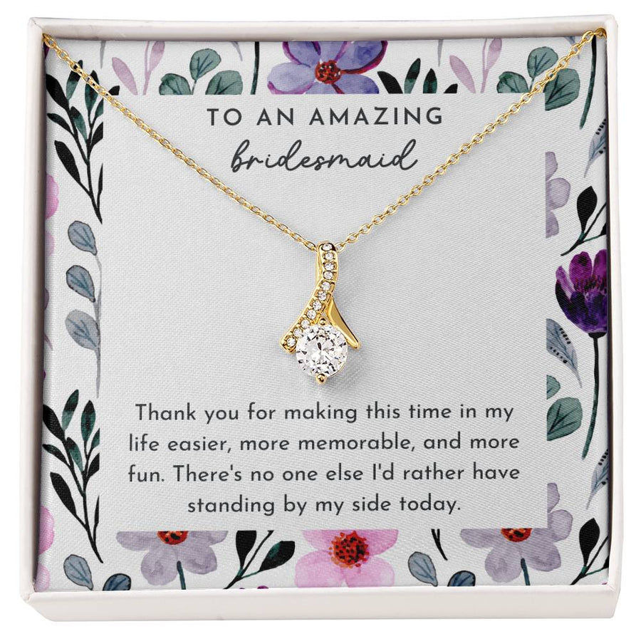 Memorable Moments Standing By Me 18K Yellow Gold Finish Alluring Beauty Necklace Jewelry Special Gift for Amazing Bridesmaid Wedding
