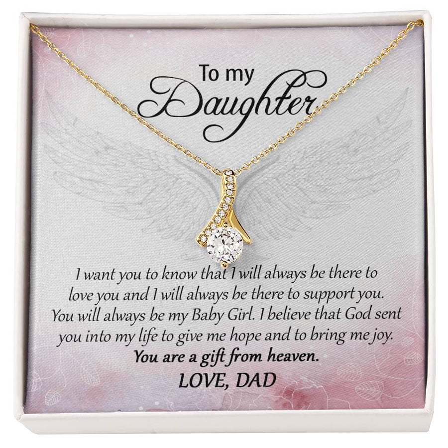 Gift From Heaven Daddy’s Support 18K Yellow Gold Finish Alluring Beauty Necklace Jewelry Uplifting Gift for Daughter Spiritual Love