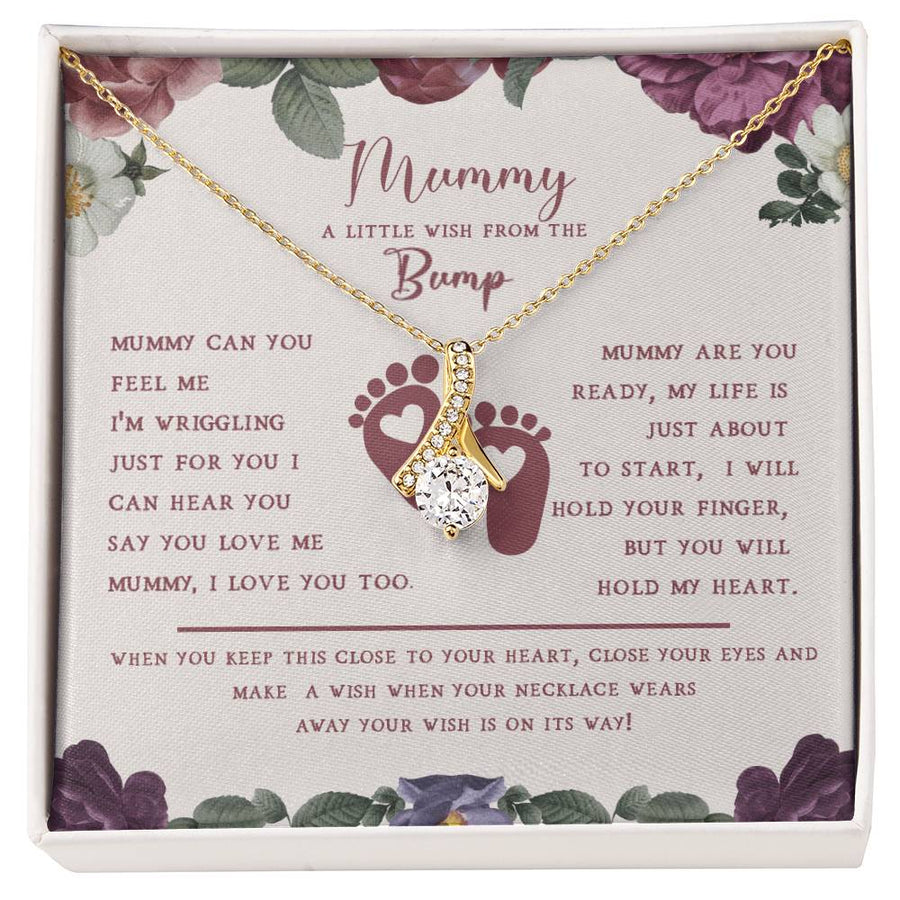 Mummy I Love You Baby Bump Bond 14K White Gold Finish Alluring Beauty Necklace Jewelry Emotional Mother’s Day Gift for Expectant Mom