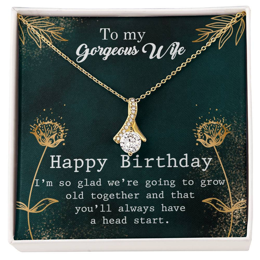 Head Start Laugh Forever Commitment Gold Finish Alluring Beauty Necklace Jewelry Loving Surprise for Stunning Wife Anniversary