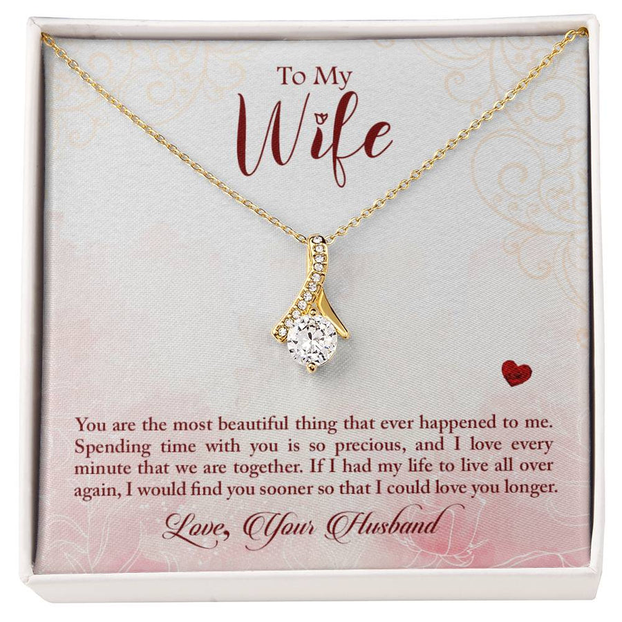 Spending Precious Time Loving Wife Forever 18K Yellow Gold Finish Alluring Beauty Necklace Jewelry Sentimental Jewelry for Elegant Wife from Husband
