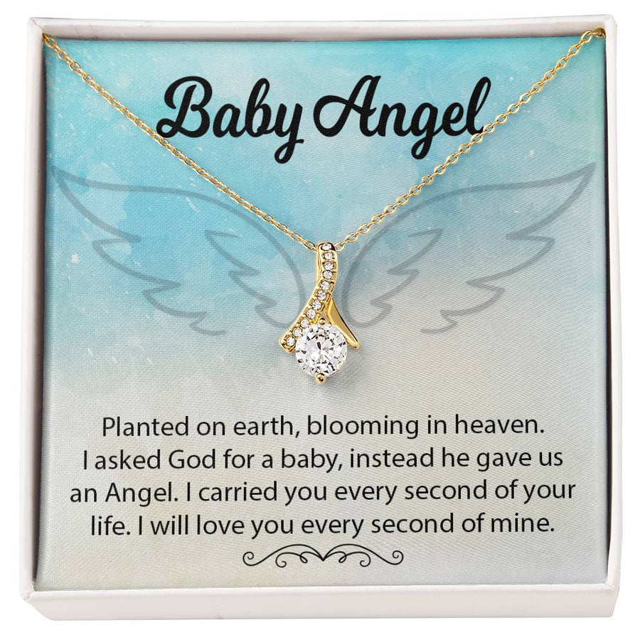 Every Second Of Mine Angel Baby 18K Yellow Gold Finish Alluring Beauty Necklace Jewelry Heartfelt Gift for Heavenly Child