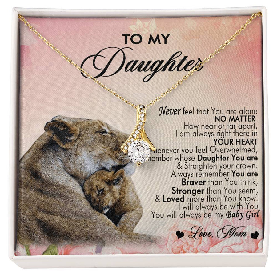 Daughter Never Feel Alone Always In Heart 18K Yellow Gold Finish Alluring Beauty Necklace Jewelry Beautiful Gift for Beautiful Daughter Birthday
