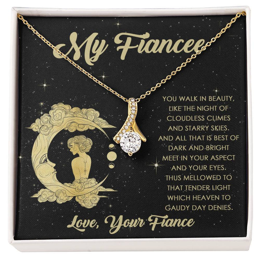 Best Of Dark And Bright Meet 14K White Gold Finish Alluring Beauty Necklace Jewelry Sophisticated Gift for Stunning Fiancée Anniversary