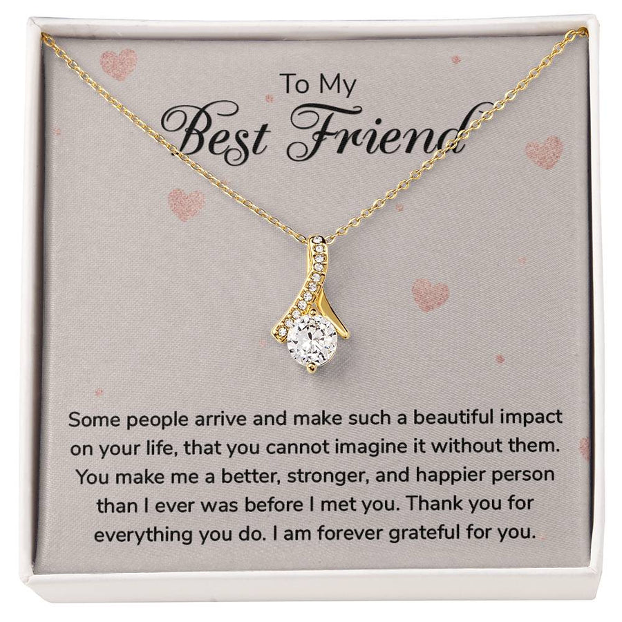 Best Friend Beautiful Impact Necklace 18K Yellow Gold Finish Alluring Beauty Necklace Jewelry Heartfelt Gift for Amazing Friend Grateful Forever