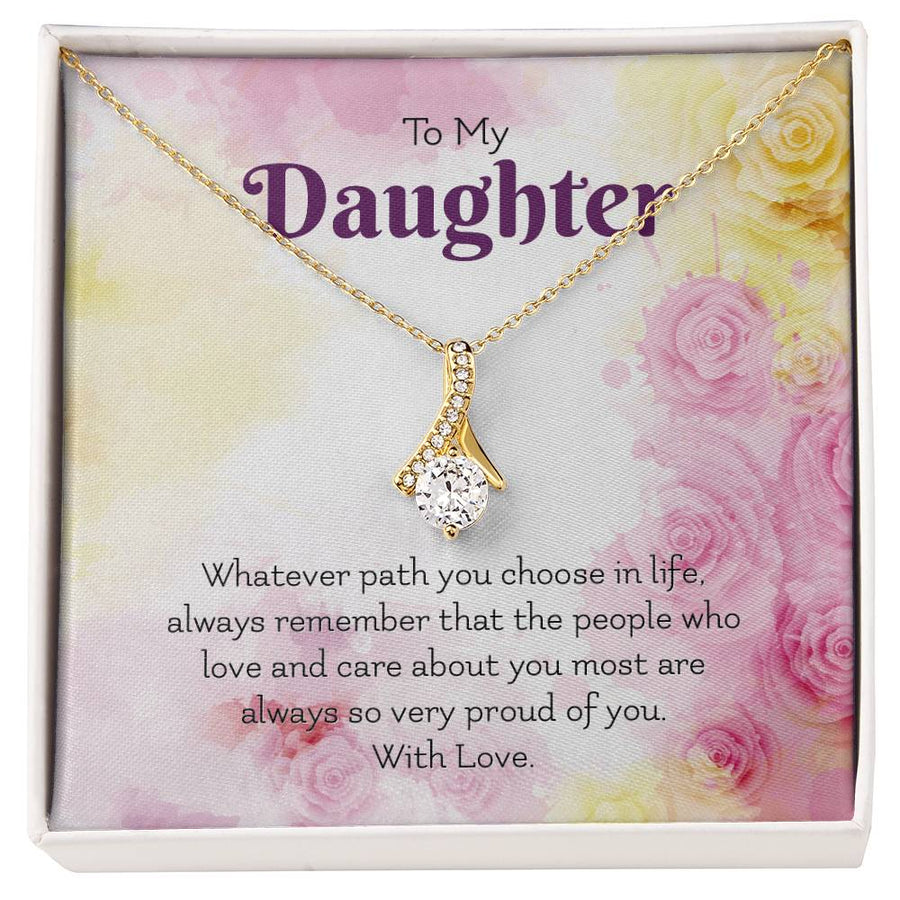 Loved and Cared For Daughter Keepsake Necklace 18K Yellow Gold Finish Alluring Beauty Jewelry Heartfelt Gift from Family