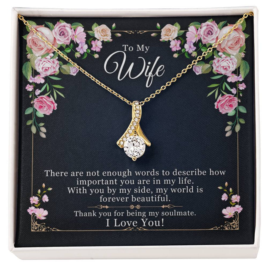 You By My Side World Forever Beautiful 14K White Gold Finish Alluring Beauty Necklace Jewelry Perfect Gift for Beautiful Wife Anniversary