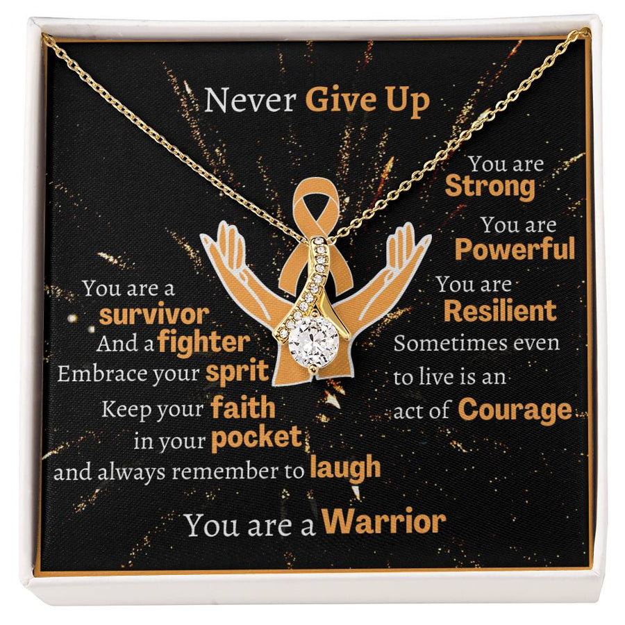 Strong Powerful Resilient Fighter 18K Yellow Gold Finish Alluring Beauty Necklace Jewelry Appendix Cancer Warrior Awareness Gift